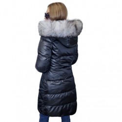 Дълго яке с пух от Сребърна лисица City Angels Jeans, Черно, 6863 Дълго яке с пух от Сребърна лисица City Angels Jeans, Черно, 6863